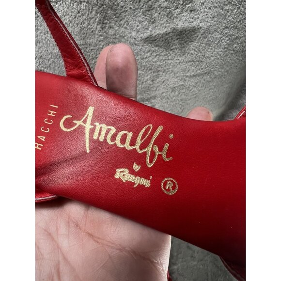 Vtg 70 80s Amalfi by Rangoni Women’s 7 N Neiman Marcus Leather Red Kitten Heels - Picture 7 of 9